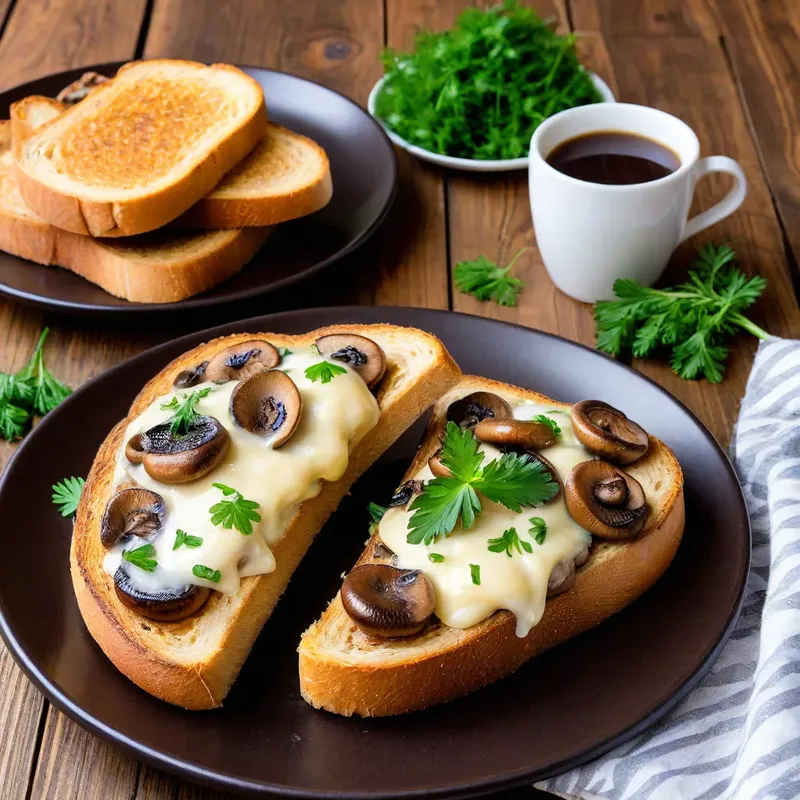 Рецепт Тосты с грибами и плавленым сыром