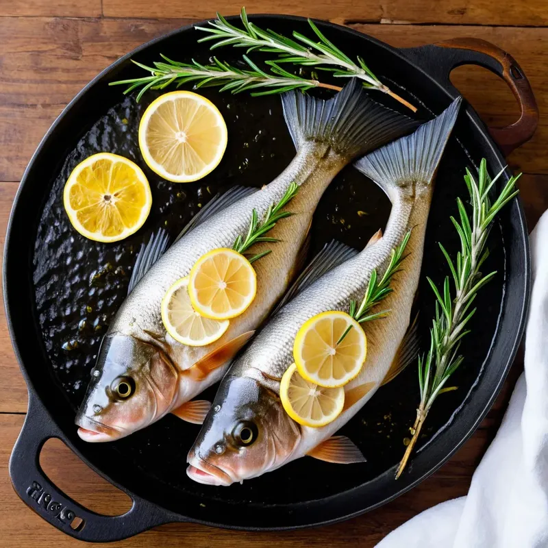 Рецепт Запеченный сибас с лимоном и розмарином