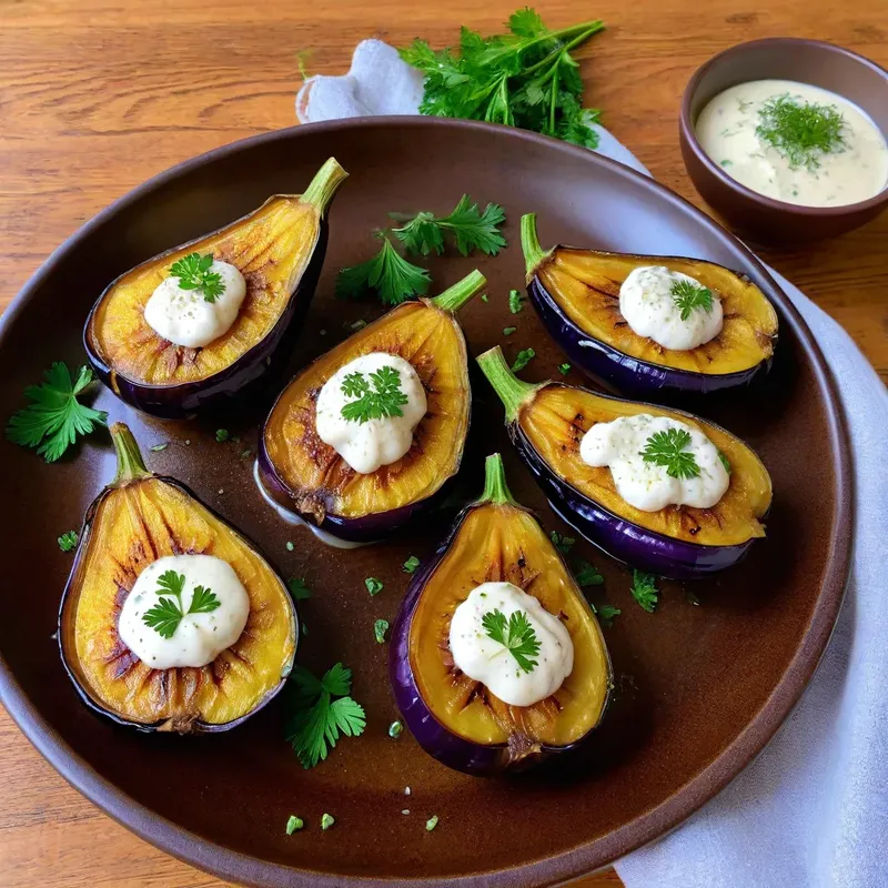 Рецепт Жареные баклажаны с чесночным соусом