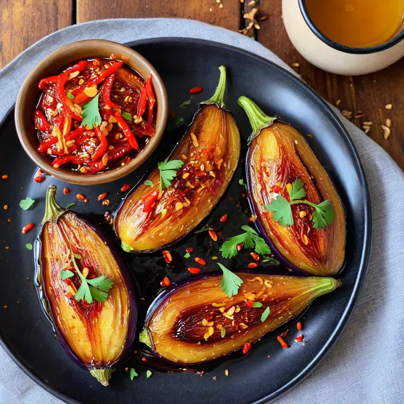 Рецепт Жареные баклажаны с медом и чили