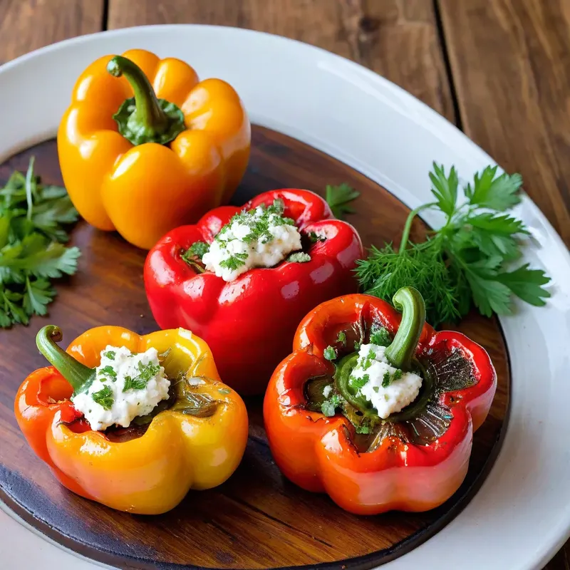 Рецепт Жареные перцы с брынзой и зеленью