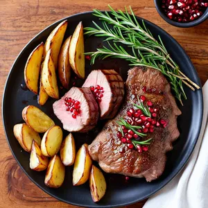 Баранина с гранатово-медовым маринадом и запеченным картофелем