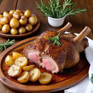 Баранина с медово-розмариновым маринадом и запеченным картофелем