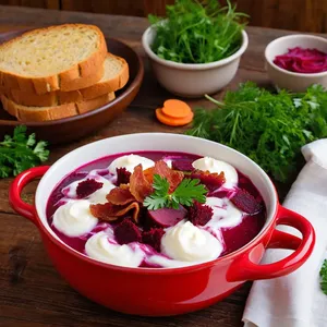 Борщ с беконом и сливками