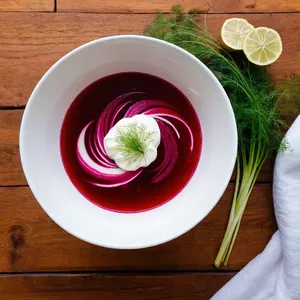Борщ с фенхелем и утиной грудкой