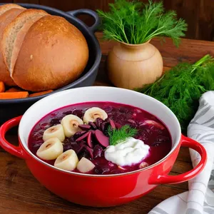 Борщ с грибами и фасолью