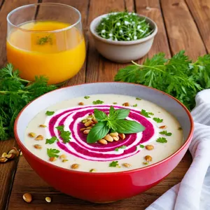 Ботвинья с инжиром и кедровыми орешками
