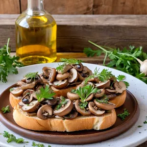 Брускетты с грибами и трюфельным маслом