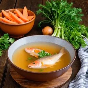 Бульон из карася с можжевельником и сельдереем