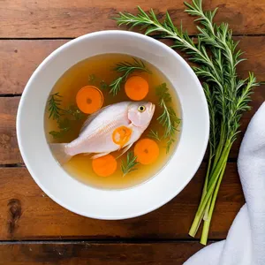Бульон из окуня с можжевельником и розмарином
