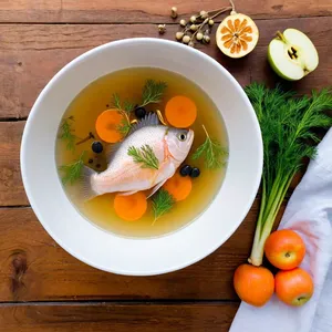 Бульон из щуки с можжевельником и яблоком