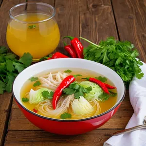 Бульон с пекинской капустой и чили