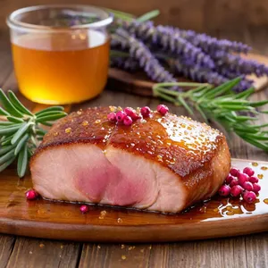 Буженина с лавандовым мёдом и розовым перцем