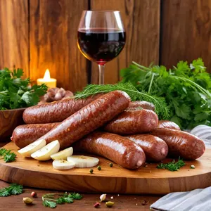 Домашняя колбаса с чесноком и зеленью