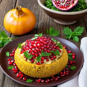 Фаршированные баклажаны с кускусом и гранатовой заправкой