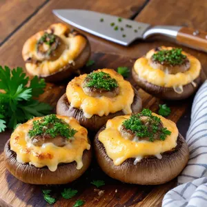 Фаршированные грибы с сыром и чесноком