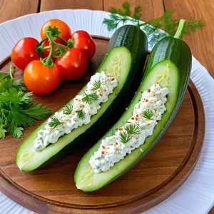 Фаршированные огурцы с творожным сыром и зеленью