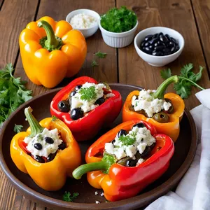 Фаршированные перцы с брынзой и оливками