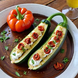 Фаршированные цукини с козьим сыром и вялеными томатами