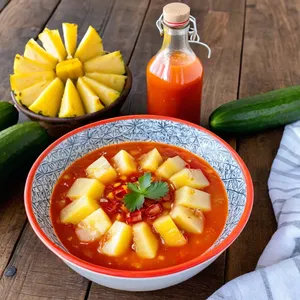 Гаспачо с ананасом и табаско