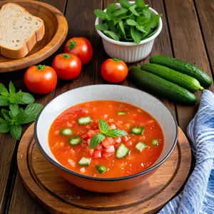Гаспачо с огурцом и мятой