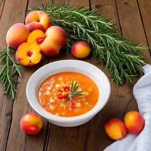 Гаспачо с персиком и розмарином