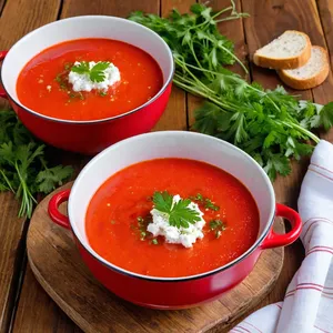 Гаспачо с свёклой и козьим сыром
