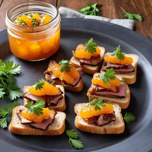Горячие канапе с уткой и апельсиновым чатни