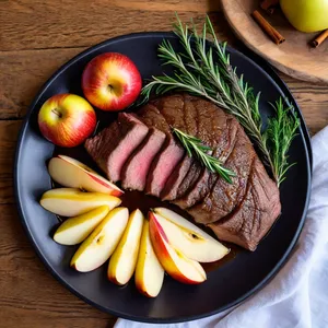 Говядина, томлёная с яблоками и корицей