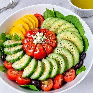 Греческий салат с киви и кунжутом