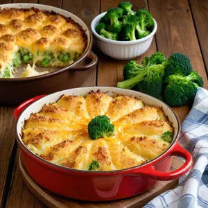 Картофельная запеканка с брокколи и сыром