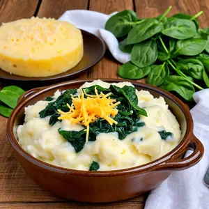 Картофельное пюре с сыром и шпинатом