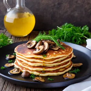 Картофельные драники с шампиньонами и трюфельным маслом