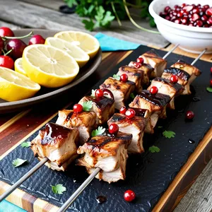 Кебаб из курицы с гранатовым маринадом и кинзой