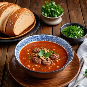 Харчо с дикой уткой и кизиловым соусом
