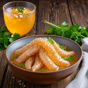 Холодец из куриных лапок с имбирем и кунжутом