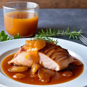 Копчёная курица с айвовым соусом