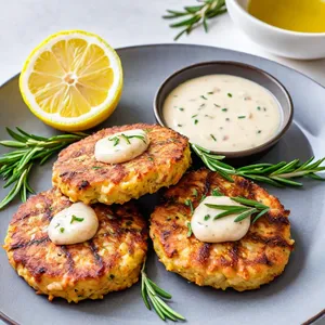 Котлеты из тунца с розмарином и лимонным соусом