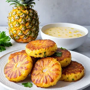 Котлеты с ананасом и кокосовой стружкой