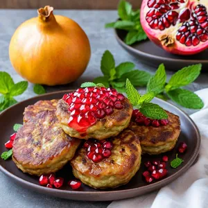 Котлеты с гранатом и мятным соусом