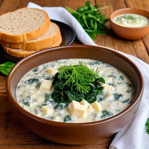Кулеш с брынзой и шпинатом