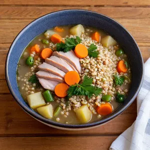 Кулеш с копченой индейкой и перловкой