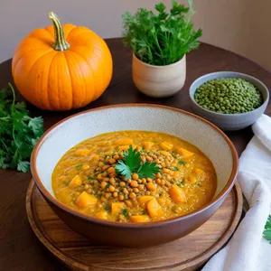 Кулеш с тыквой и чечевицей