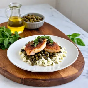 Куриные отбивные с фетой и оливковым тапенадом