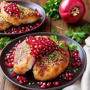 Куриные отбивные с гранатом и кунжутом