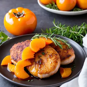 Куриные отбивные с хурмой и кленовым сиропом