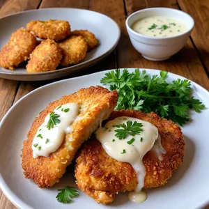 Куриные отбивные с пармезаном и чесночным кремом
