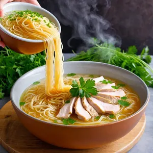 Куриный бульон с лапшой и зеленью