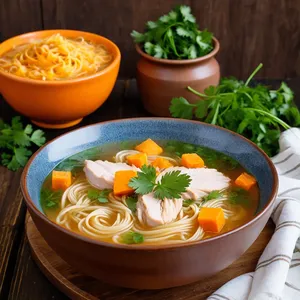 Куриный суп-лапша с бататом и кинзой