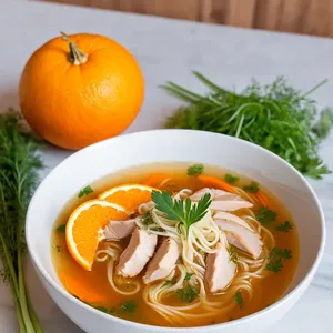 Куриный суп-лапша с фенхелем и апельсином